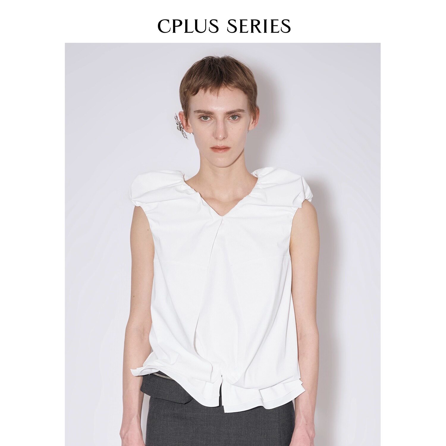 早秋新品 ivy吕颖博主同款【CPLUS SERIES】褶皱花边云朵上衣