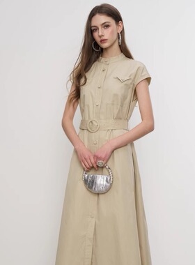 Aimme sparrow25SS 卡其收腰无袖连衣裙