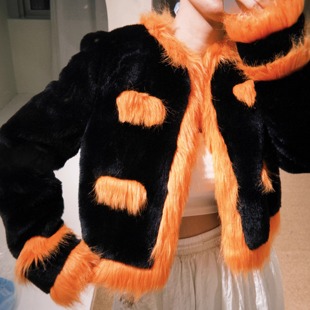 【4折M皮草】Masion Wester金狐狸黑拼橘毛短皮草外套