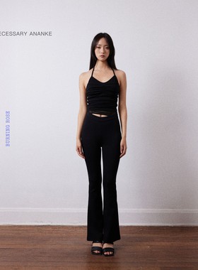 【新品】NECESSARY ANANKE 黑色腰部拼接修身长裤