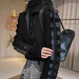 【2折】毛晓彤同款 Whole9yards新加坡设计师品牌 黑白毛呢短夹克