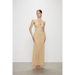 Artel Retro2025秋季新品 挂脖网纱长裙 星澜