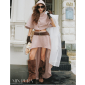 羊毛斗篷不规则半裙套装 Min Pura