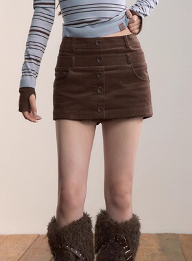 VIAPITTI 25AW 辣妹排扣灯芯绒短裙裤