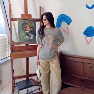 GARCON神鸟少年T恤娜扎同款【MARKGONG】卡其多缝线长裤