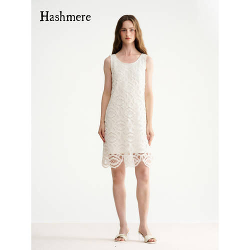 Hashmere 26SS 重工蕾丝小A摆连衣短裙优雅气质温婉百搭背心裙
