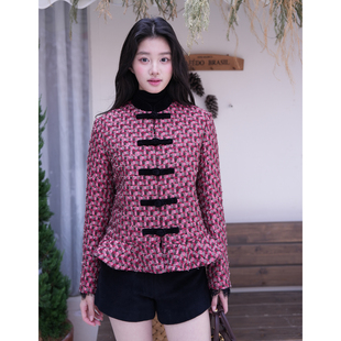 酒红小香波浪边外套 25AW GUO JINGYI