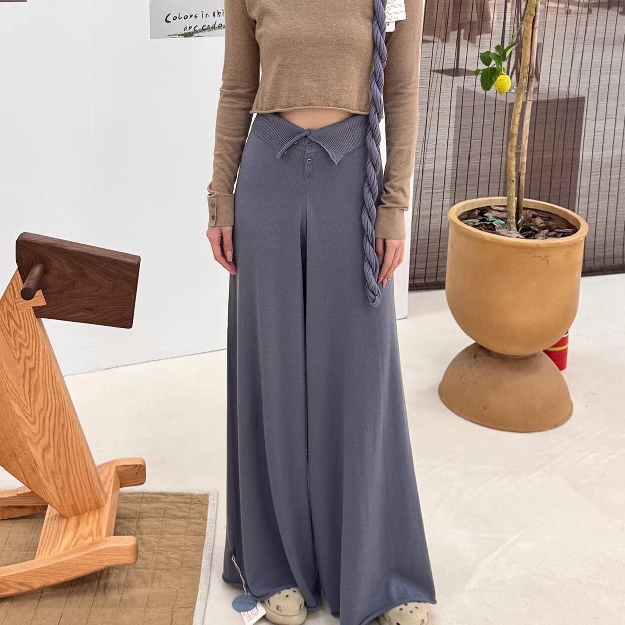 o cloche code_高腰阔腿裤_100%美丽奴羊毛