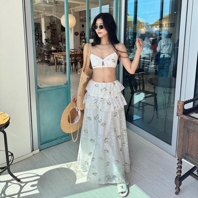 ESTER HSU 25SS 提花Bra半身裙度假沙滩套装