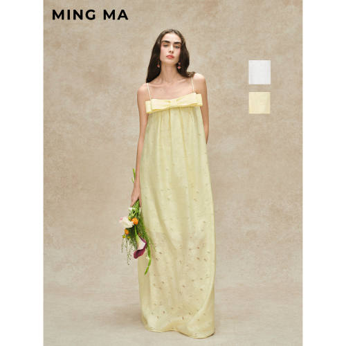 【新品】MING MA 2026春夏系列 清新浪漫 蝴蝶结抹胸连衣裙