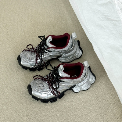 【赵昭仪徐艺洋同款】SugarSu酥履 老爹复古拼色绑带增高休闲女鞋