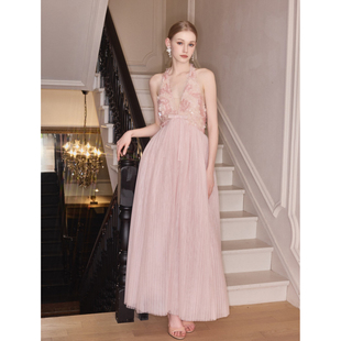 轻纱压褶绣珠片深V连衣裙 chen2025SS Wardrobes