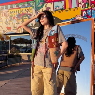 【清货折】GARCON神鸟少年T恤娜扎同款【MARKGONG】卡其缝线长裤