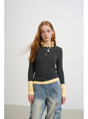 SOFITTE 25AW秋季 撞色假两件修身加绒打底衫