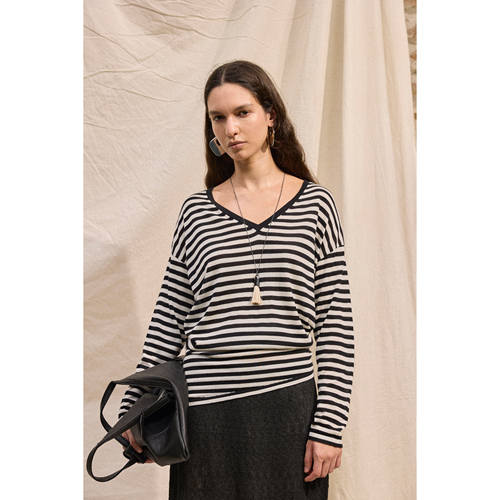 PLAYAPLY 26SS春夏 条纹收腰上衣皱感透纱中裙