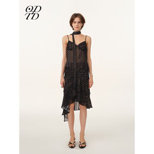 条纹波点系带飘带上衣荷叶边半裙女 ODTD26春夏新款 设计师女装