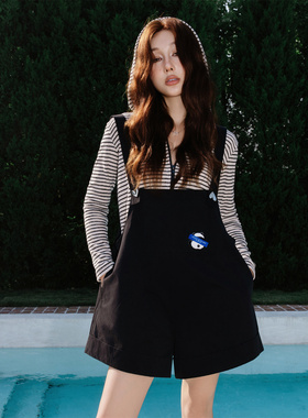 MOOD X MIURA 2024夏季黑白条纹连帽开衫熊猫装饰背带裤合集