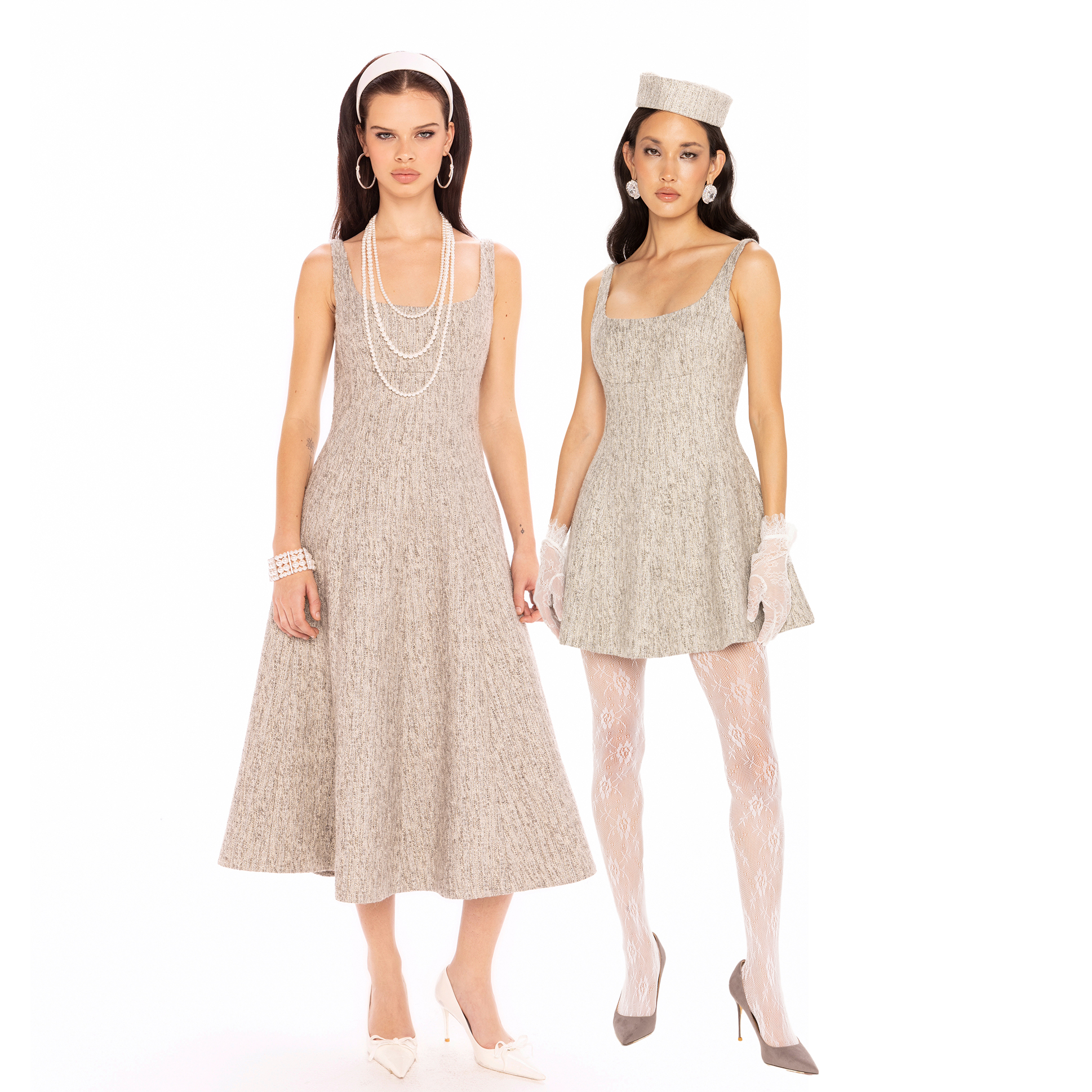 Nana Jacqueline 25AW 吊带编织连衣裙女高智感羊毛混纺短裙伞裙