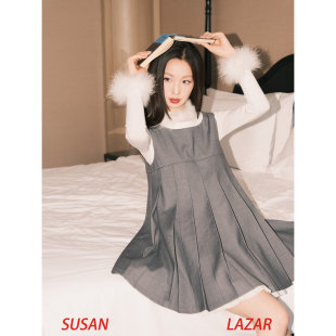 SUSAN 少女系层次宽肩圆领百褶A字裙 LAZAR