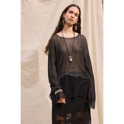 PLAYAPLY 26SS春夏镂空双层罩衫不规则墨染半身裙