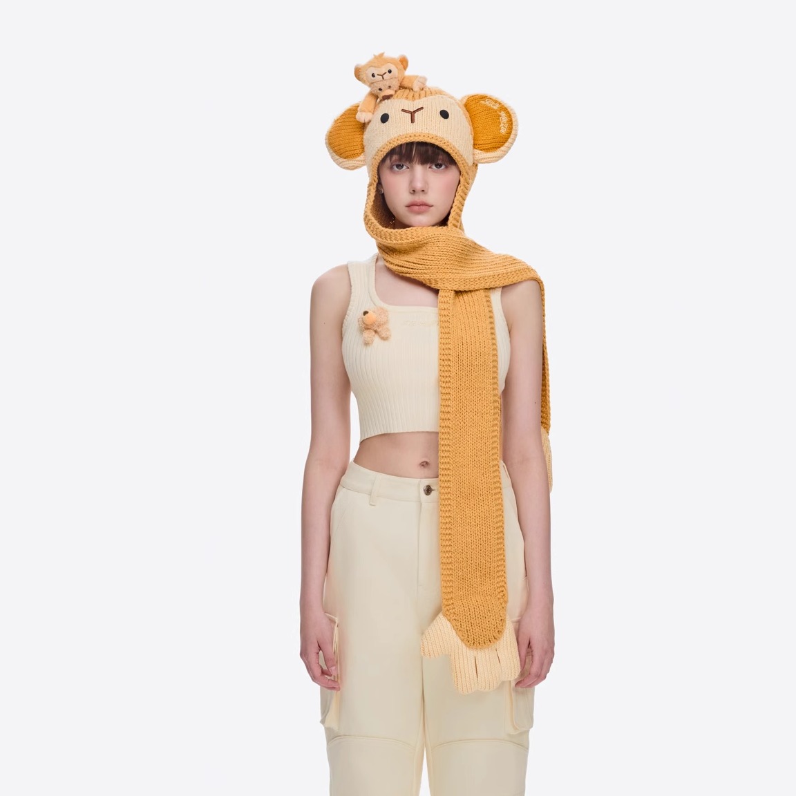 13DE MARZO 2025AW 秋冬新款玩偶动物园系列猴子小熊玩偶围巾冷帽