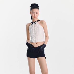 饰系带背心上衣低腰短裤 ESTER 提花波浪边褶皱装 25SS HSU