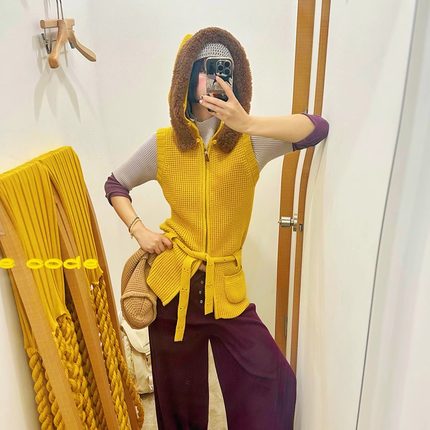 o cloche code__粗针带帽马甲_100%美丽奴羊毛