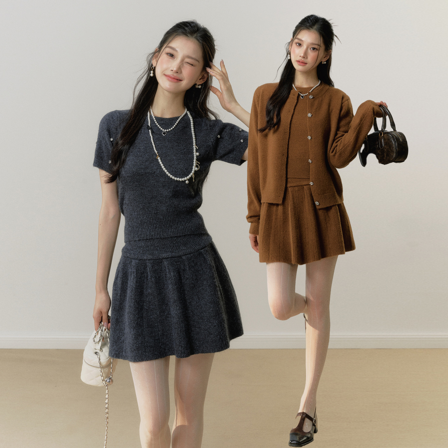 La Freedom 2024早秋 高级知识分子Miu系毛织三件套