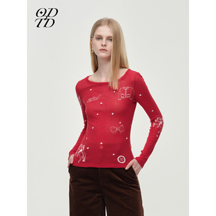 胶囊款 ODTD25冬季 马年限定长袖 T恤修身 上衣 打底衫 设计师女装