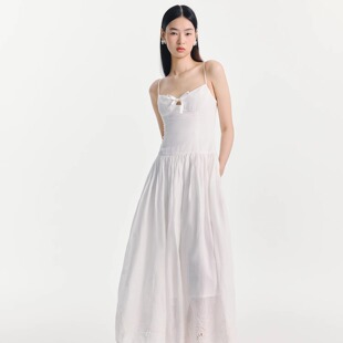 苎麻绣花收身吊带连衣裙 25SS ESTER HSU