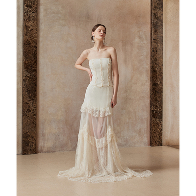 Fa sogno珐颂原创  “柔弦枝影”法式抹胸半身长裙套装