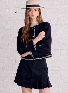 Aimme sparrow25FW 藏青小香风外套小香风半裙