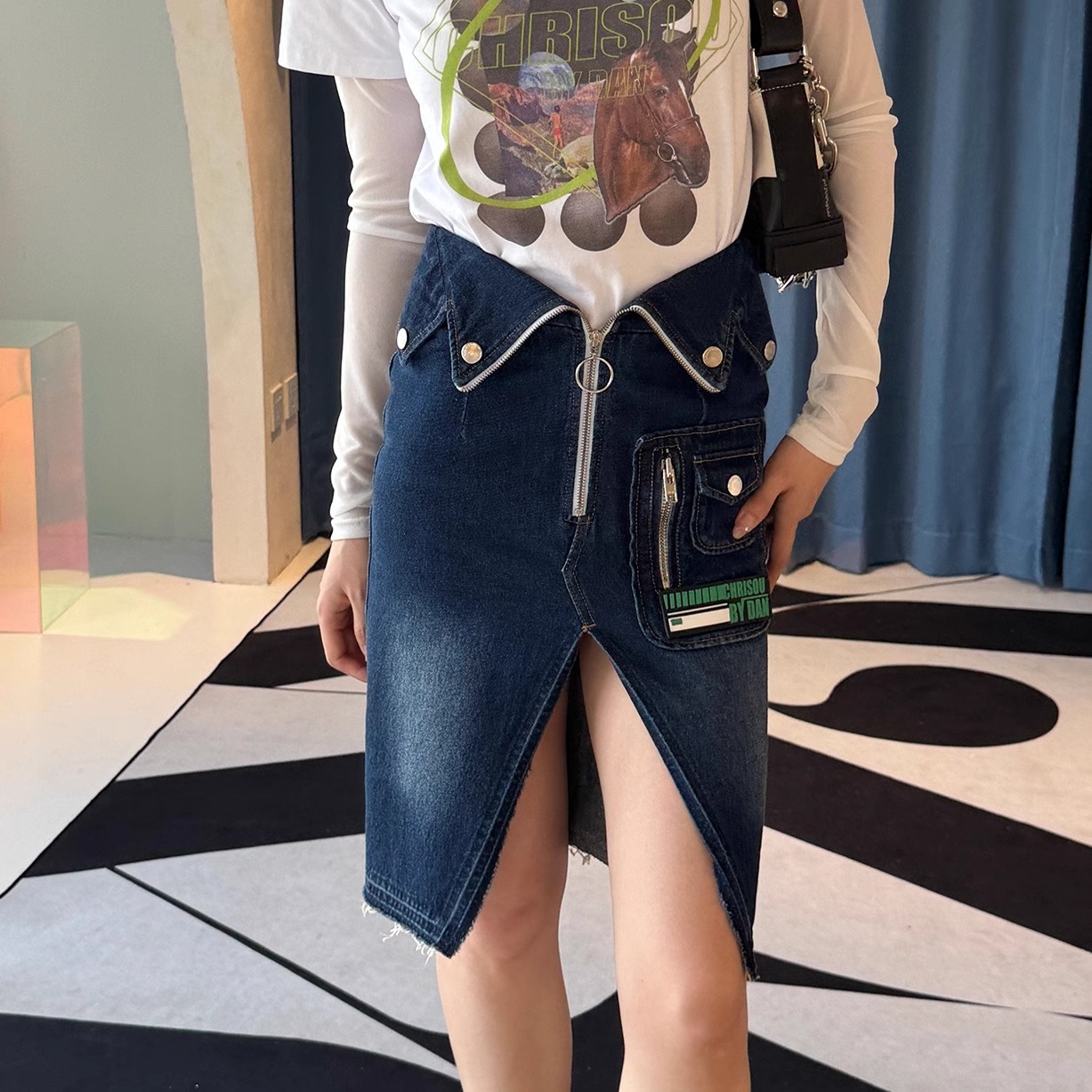 【清货折白S】Chrisou by Dan欧阳丹春夏潮流图案印章黑白短袖