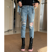 复古丝巾破洞牛仔裤 4.5折国现 SJYP年早秋新款