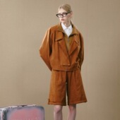 JINGYI 25AW 大地双色麂皮绒假两件夹克外套 GUO 麂皮绒5分裤