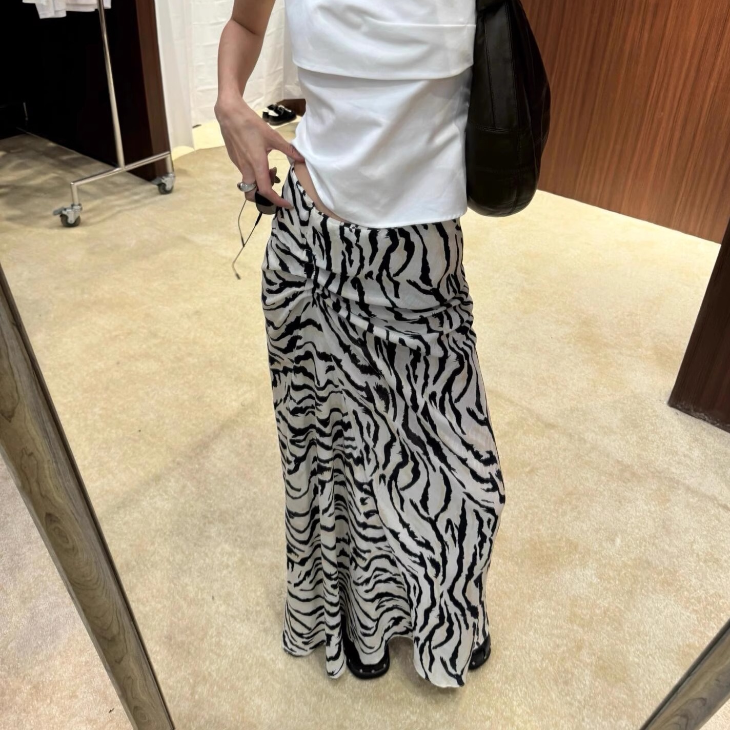 MARRMO马髦 斑马纹印花立裁人丝半裙