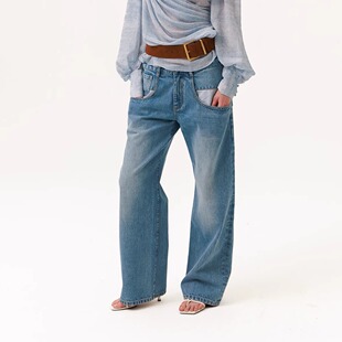 女通勤休闲直筒长裤 ARTE 复古U形口袋外露牛仔裤 26SS春夏 PURA