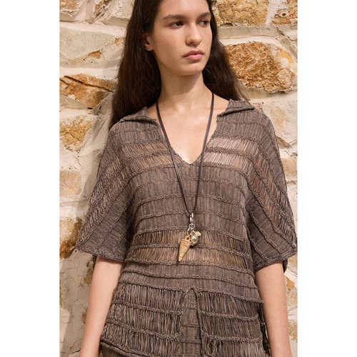 现货PLAYAPLY 26SS 竹节翻领短袖不规则竹节半裙