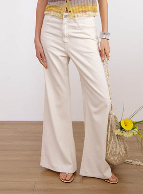 IF BY LAND 设计师品牌2026春季新款白色法式真丝喇叭裤