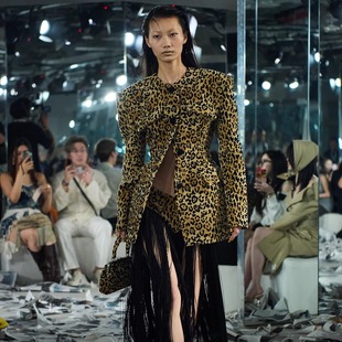 豹纹圆领阔肩外套 25AW 古力娜扎同款 MARKGONG