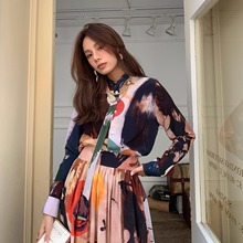 【3折清货】Ports1961宝姿秋冬人脸彩色印花上衣衬衫A字半裙