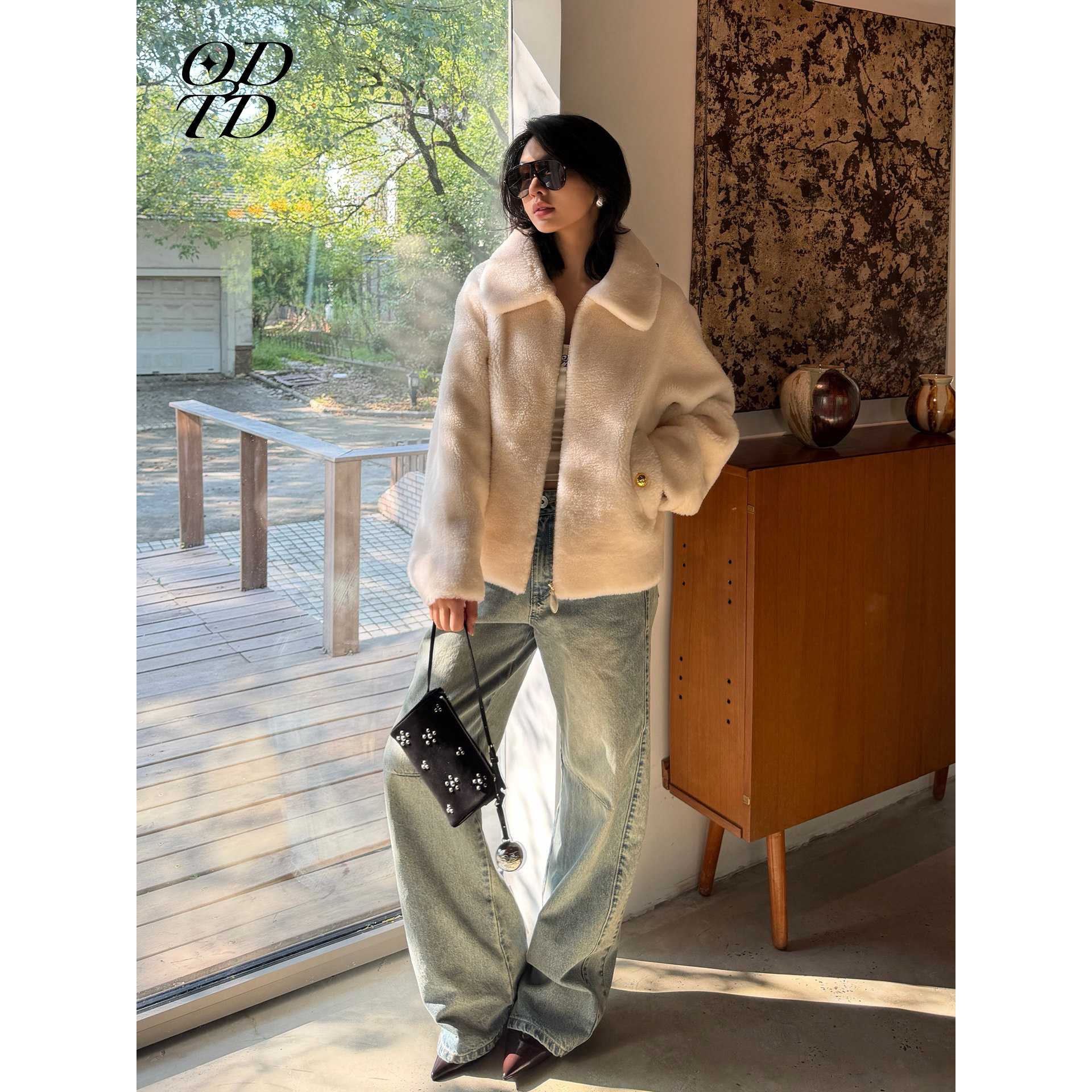 【设计师女装】ODTD25秋冬新款美利如羊毛夹克皮毛一体外套上衣女,女装/女士精品,时尚套装,淘宝优惠券,粉丝福利购,淘宝优惠卷