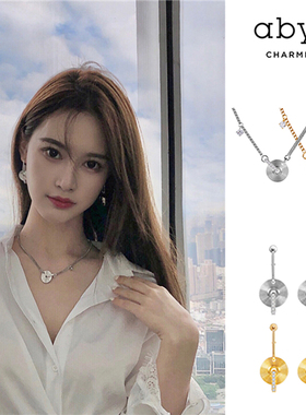 买手店abyb charming黑胶唱片项链耳环钉饰品金银色 新款