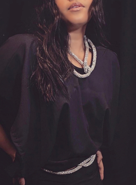 【国现】Christopher Esber2J秋冬新款黑色设计感抽绳宽松上衣