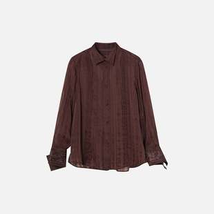 XU ZHI 26春季新品 可拆卸刺绣袖克夫丝麻条纹衬衫