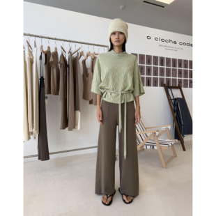 o cloche code 25年 方块格纽结上衣_90%美丽奴羊毛 棉羊绒口袋裤