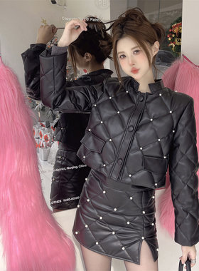 【清货折】Aimme Sparrow 官方授权S钉珠立领菱形格羽绒服套装