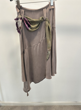 IF BY LAND设计师26ss 紫灰色丝巾款铜氨半裙