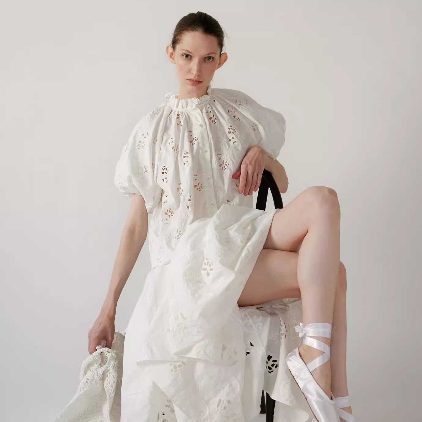 NONETONE  Ornament Veil 镂影花绣褶裥泡泡袖衬衫棉质绣花半裙,女装/女士精品,时尚套装,淘宝优惠券,粉丝福利购,淘宝优惠卷