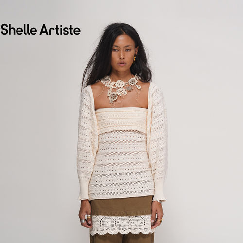 Shelle Artiste2026年秋季新款女法式休闲简约百搭宽松钩花两件套